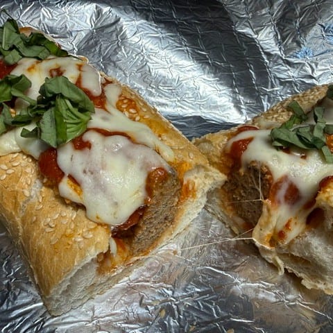 Nonnas's Meatball Hero Sandwich.