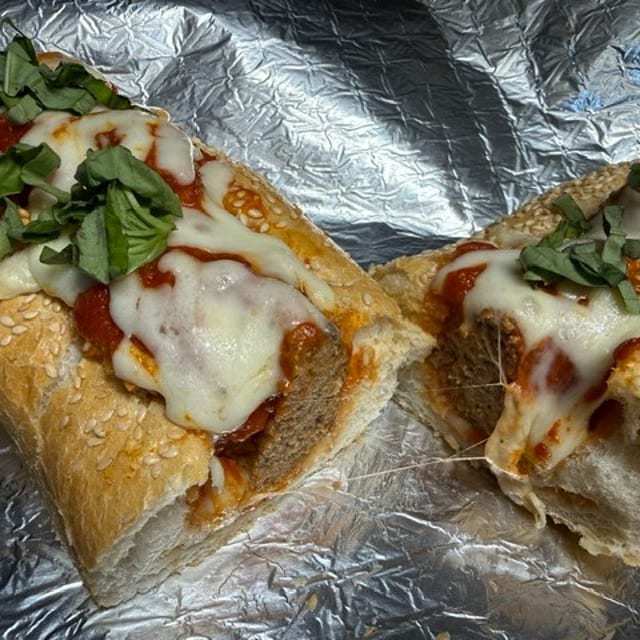 Nonnas's Meatball Hero Sandwich.